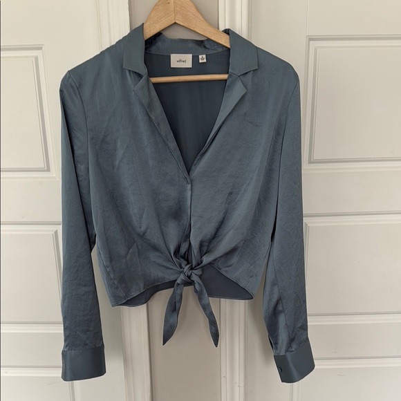 Wilfred Tops - Wilfred Blue Relaxed Tie-Front Blouse
